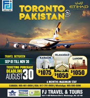 Toronto to Pakistan - Starting 1050$ CAD - FJTravels